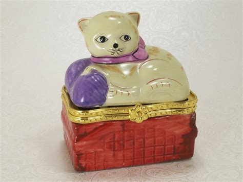 metal cat jewelry box tabby cat|Amazon.com: Cat Trinket Box.